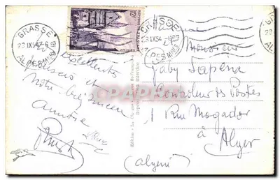Grasse — Vista panoramica su Cannes e le isole di Lérins — Edizione La Cigogne, Grasse — Verso
