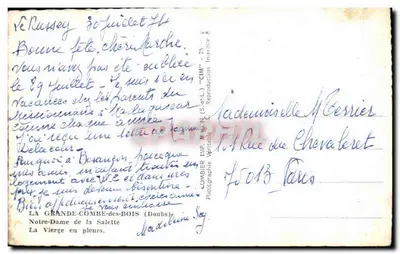 Notre-Dame de la Salette — Panny Maria w łzach — CIM, La Grande-Combe-des-Bois — Rewers