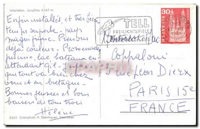 Interlaken — Mont Jungfrau 4167 m — Wydane w Szwajcarii, n° 8302 — Rewers