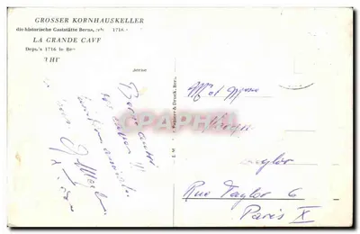 Stara pocztówka Stara pocztówka Grosser Kornhauskeller Bern — Rewers