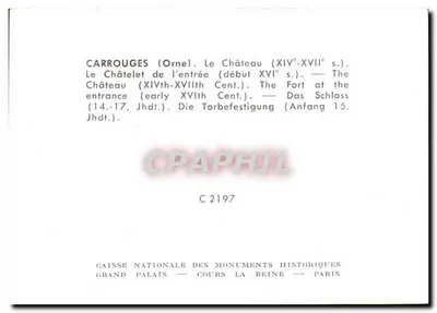 Castelo de Carrouges — Entrada — Caisse Nationale des Monuments Historiques — Verso