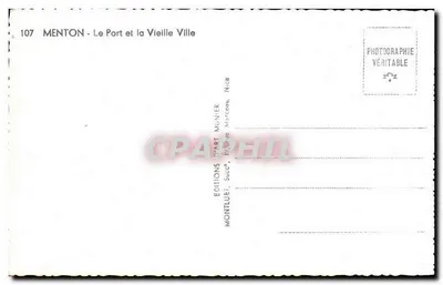 Menton - Le Port et la Vieille Ville — Éditions d'Art Munier, n°107 — Rewers