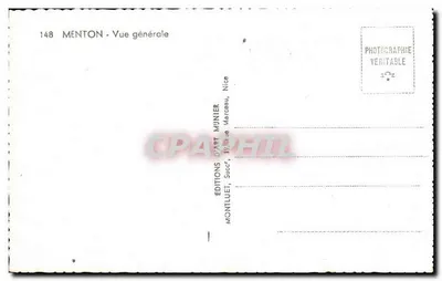 Menton — Vista geral — Éditions d'Art Munier, série 148 — Verso