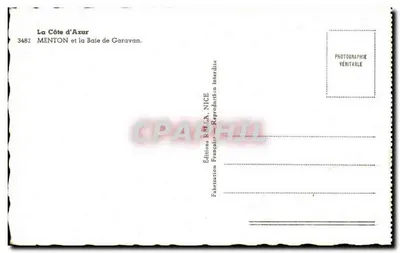 Menton i Zatoka Garavan — Kraj nad Morzem Śródziemnym — Wydawnictwo R.M.L.A. NICE, n° 3482 — Rewers