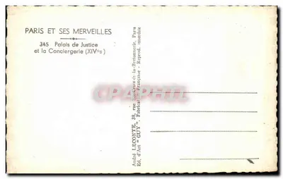 Paris e suas maravilhas — Palácio da Justiça e a Conciergerie (século XIV) — Ed. André Leconte, Paris — Verso