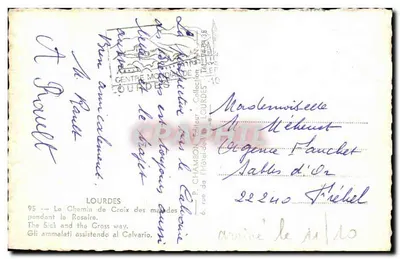 Lourdes — Ścieżka Krzyża chorych podczas Rosary — wydawca P. CHAMBON — Rewers