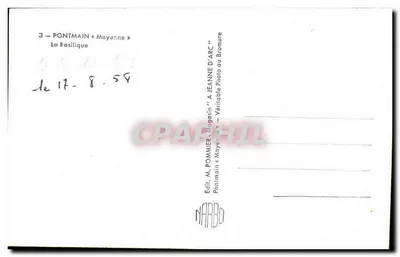 Pontmain — Widok na Bazylikę « Moyenne » — Wydawca M. Pommier « Moyenne » — Rewers