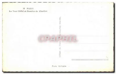 Wieża Eiffla i baseny Chaillot — Paryż — Éditions du Globe — Rewers