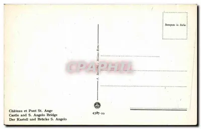 Roma - Castello e Ponte S. Angelo — A. Serocchi - Milano-Roma, n° 4587-10 — Verso