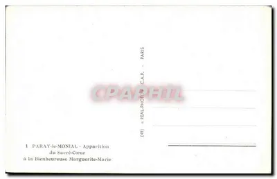 Aparição da Beata Marguerite-Marie em Paray-le-Monial — editor REAL-PHOTO, Paris, n° 1 — Verso