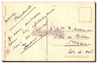 पुराना पोस्टकार्ड नैसी ल'अर्क डे ट्रिओम्फ शाखा पश्चिम स्टैट्यू डे कॉलोट ल'अर्क डे ट्रिओम्फ — पीछे