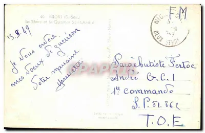 Niort — A Sèvre e o Bairro Saint-André — editor SABY — Verso