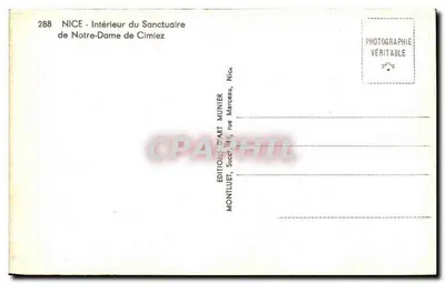 Interior do Santuário de Nossa Senhora de Cimiez — Nice — Edições d'Art Munier — Verso