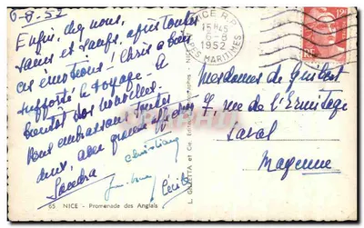 Widok Promenady Anglijskiej w Nice — L. Gnietta i Cie, wydawca — Rewers