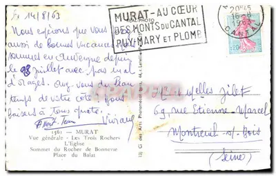 Murat-au-Cœur — Vista general, La Iglesia, Cima del Rocher de Bonnevie, Plaza del Balat — Réal-Photo — Reverso