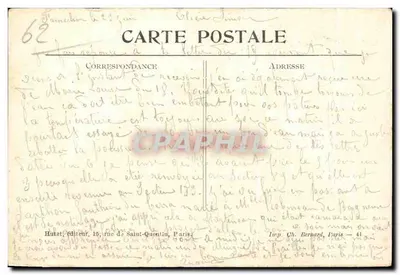 Bilhete postal antigo Hebuternes A Igreja em 5 de março de 1915 — Verso