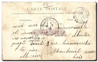 Bilhete postal antigo Bapaume Panorama do Campo de Batalha 3 de janeiro de 1871 — Verso