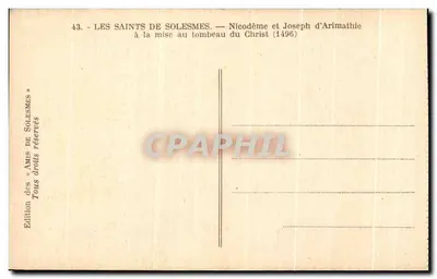 Os Santos de Solesmes — Nicodemo e José de Arimáteia na colocação do corpo de Cristo no túmulo (1496) — Verso