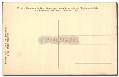 Grób Dom Guérangera — krypta katedry abbatii w Solesmes — autor Henri Charlier (1933) — Rewers