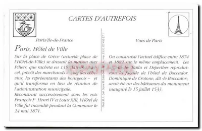 Parigi — Hotel de Ville — Vedute di Parigi, serie D2 455 271 — Verso
