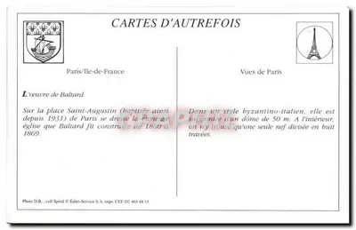Paryż — Katedra św. Augustyna — widok budynku i placu, wydawca Édito-Service S.A., seria D2 465 48 15 — Rewers