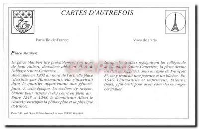 Place Maubert i Statua Étienne Dolet — Paryż — Wydawca Spiral, n° D2 465 45 05 — Rewers