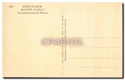 Monte-Carlo — Vista generale scattata da Monaco — Edizioni d'Arte 'Yvonne' Parigi — Verso