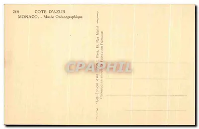 Mônaco — Museu Oceanoográfico — Edições d'Art VYAN — Verso