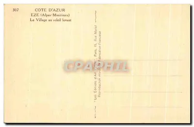 Eze (Alpes-Maritimes) — O Village ao nascer do sol — Les Éditions d'Art VYON, Paris — Verso