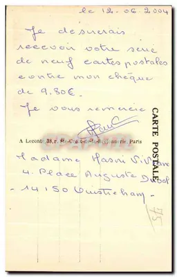 Paris — O Ponte da Tournelle e a Estátua de Santa Geneviève — editor desconhecido, n° 145 — Verso