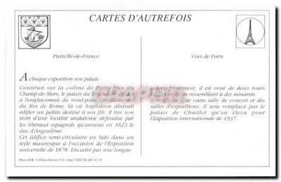Paryż — Le Trocadéro widziany z mostu Iéna — Édito-Service S.A. n° CEE D2 465 41 10 — Rewers