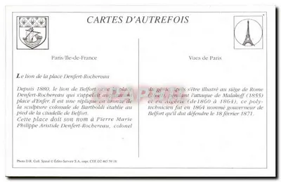 Paris — O Leão de Belfort — Cartas de Outrora — Verso