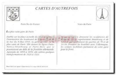 PARIS - Stazione Est — Abeille, n° 230 — Verso