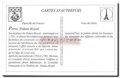 Paris — A Praça do Palácio-Royal — Cartas de Outrora — Verso