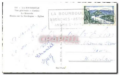 La Bourboule — Vista geral, Casino, Pontes sobre a Dordogne, Igreja — Réal-Photo — Verso
