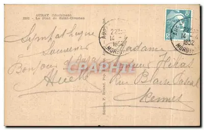 Auray (Morbihan) — Most Saint-Goustan — Wydawnictwo F. Briand, nr 2202 — Rewers