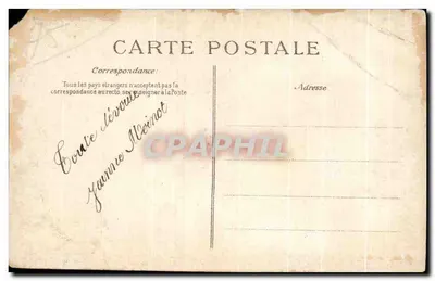 A Thought of Paris — decorative postcard with collage of Parisian places in a violet chrysanthemum — no. 75 — Back