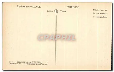 Citadelle de Verdun — Galerie des Fours — Édition Verdun — Verso