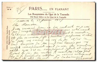 Os Bouquinistas do Quai de la Tournelle — Paris — Edição de Arte YVON, Série 1 N° 8 — Verso