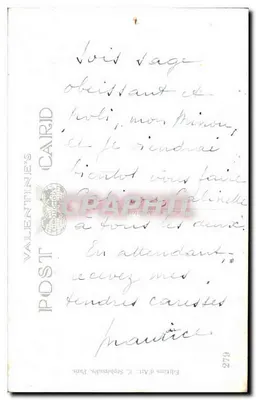 Criança com gato preto — sob um crescente lunar — Mabel Lucie Attwell — Verso