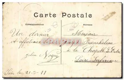 Bilhete postal antigo Comité Geral Associação Católica da Juventude Francesa Rue d'Assas Paris — Verso