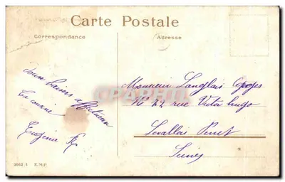 Fille tenant un bouquet de fleurs — Gage d'affection — éditeur E.M.P. n° 2062 — Reverso