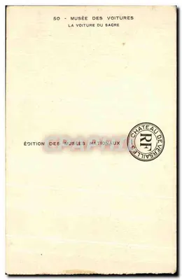 Carrosse du Sacre — Musée des Voitures, Château de Versailles — Édition des Musées Nationaux n°50 — Verso