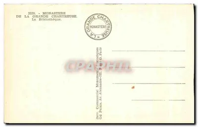 Biblioteca — Monastero della Grande Chartreuse — editore Serv. Commercial Monument Historiques — Verso
