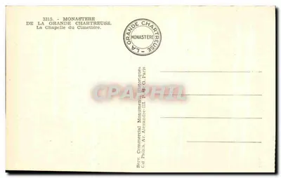 Cappella del Cimitero — Monastero della Grande Chartreuse — Editore P. G. Paris — Verso