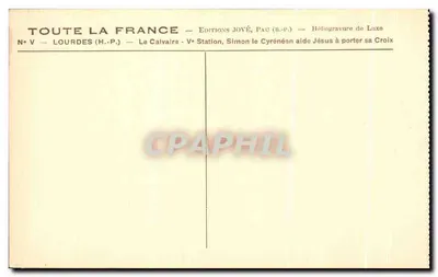 Lourdes — O Calvário — Simão o Cireneu ajuda Jesus a carregar sua Cruz — Éditions JOVÉ, Pau (B.P.) — Verso