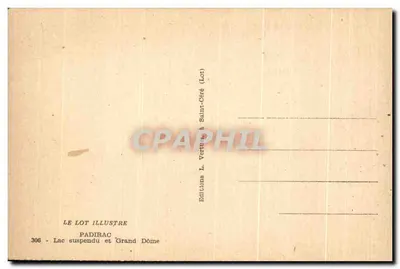 Padirac — Lago suspenso e Grande Dômer — Éditions L. Vertu em Saint-Céré (Lot) — Verso