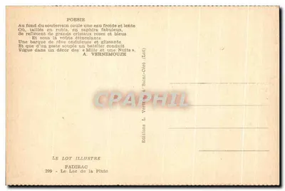 Lago da Piule — Padirac — Éditions L. Vernemouze à Saint-Céré — Verso