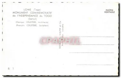Lomé (Togo) — Monument comemorativo da independência do Togo — detalhe — Sociedade Walter e Cie, B. 1 — Verso