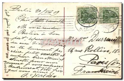 Berlim — O Reichstag — carta postal antiga — Verso